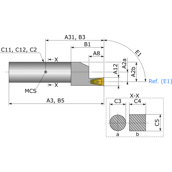 Kyocera KGZSL1212F-1.3A Indexable Tool Holder